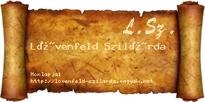 Lövenfeld Szilárda névjegykártya