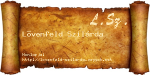 Lövenfeld Szilárda névjegykártya